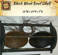 Wood Distressed Black Bowl Plate Displayed Shelf