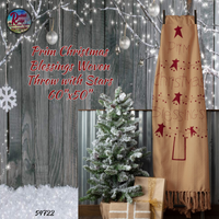 Prim Christmas Blessings with Stars Woven Throw 50"x60"