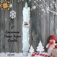 Christmas Snowman Taper Timer Candle 7"