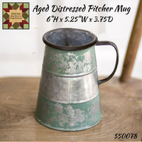 Metal Pitcher Mug Aged & Distressed