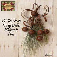 Winter Teardrop 14" Rusty Bow, Ribbon and Pine