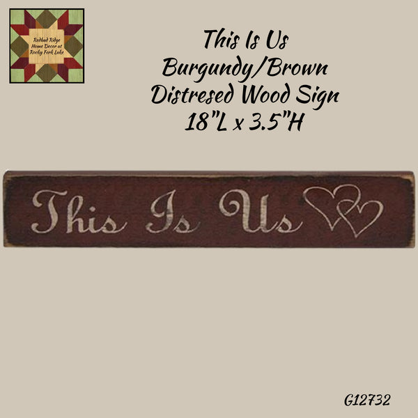 This is Us Distressed Wood Sign 18"