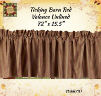 York Ticking Valance Barn Red  72"x15.5"