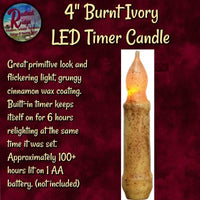 Candles Taper 4" Grungy LED Burnt Mustard, Burnt Ivory & Burgundy Non Timer