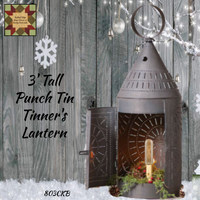 Punch Tin Tinner's Lantern Kettle Black 36" H x 13"D