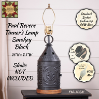 Paul Revere Tinner's Lamp With/Without Shade  Available to Preorder