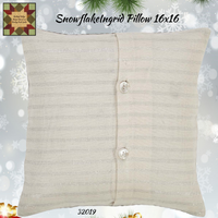 Snowflake Ingrid Ash Grey & Antique White Pillow 16x16
