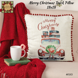 Merry Christmas Red Truck Pillow 18x18