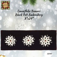 Snowflake Black Felt Embroidery Tabletop Collection & Stocking