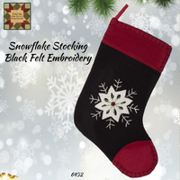 Snowflake Black Felt Embroidery Tabletop Collection & Stocking