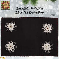 Snowflake Black Felt Embroidery Tabletop Collection & Stocking