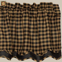 Black Check Layered Scalloped Valance