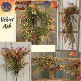 Fall Velvet Ash Wreath, Garland, Bush & Hanging Bush