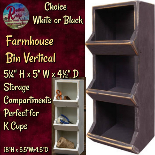 Vertical Wood Cubbie Black or White