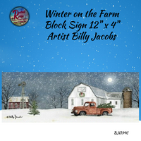 Red Truck Block Sign Winter on the Farm Billy Jacobs