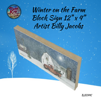 Red Truck Block Sign Winter on the Farm Billy Jacobs