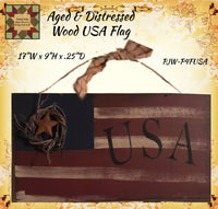 USA Aged & Distressed Hanging Wood Flag Sign 17"