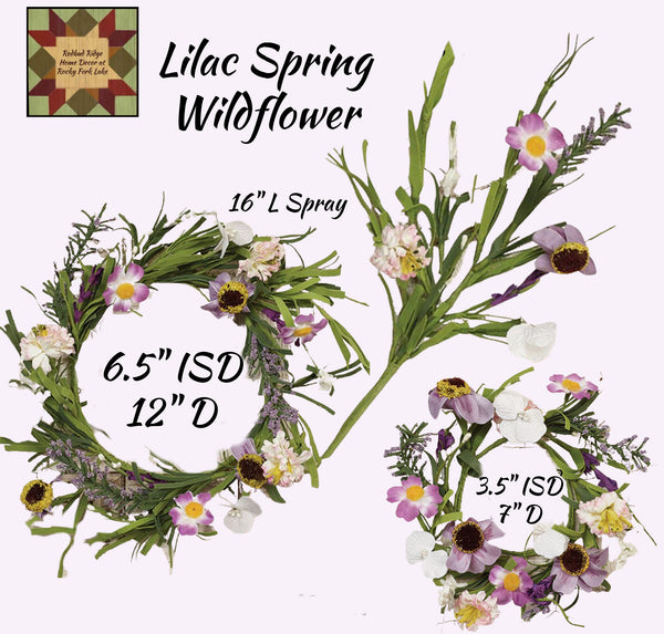 Wildflower Spring Lilac Wreaths or Spray