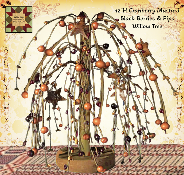 Willow Tree 12"H Cranberry Black Mustard Berries & Pips