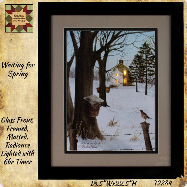 Waiting for Spring ~  Billy Jacobs Framed, Matted, Glass Front, Radiant LED 18.5"x22.5"