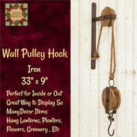 Wall Iron & Wood Pulley 33" L