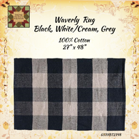 Waverly Buffalo Plaid Rug Black, White/Cream, Grey  2 Sizes Available