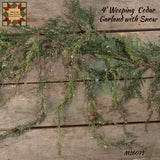 Weeping Icy Cedar Garland with Snow 4'L