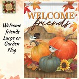 Welcome Friends Barn & Pumpkins Large & Garden Flags