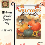 Welcome Friends Barn & Pumpkins Large & Garden Flags