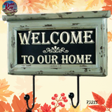 Welcome To Our Home Shelf with 2 Hooks Distressed & Aged **50"% Savings