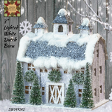 Snowy Light Up White Dutch Barn 7"H