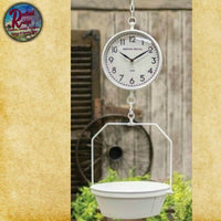 White Vintage Hanging Scales Reproduction with Clock