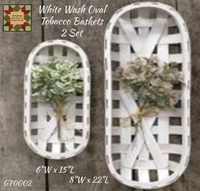White Wash Oval Tobacco Baskets 2 Set