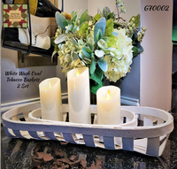 White Wash Oval Tobacco Baskets 2 Set