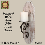 Distressed White Wood Pillar Candle Sconce