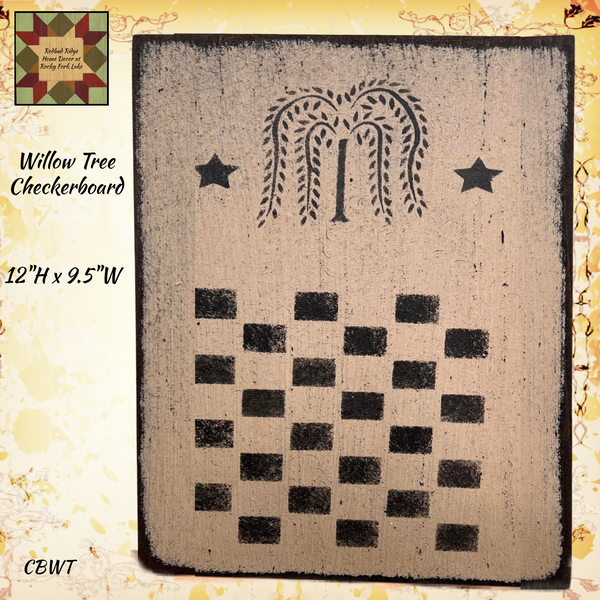 Willow Tree Wood Checkerboard 12"H