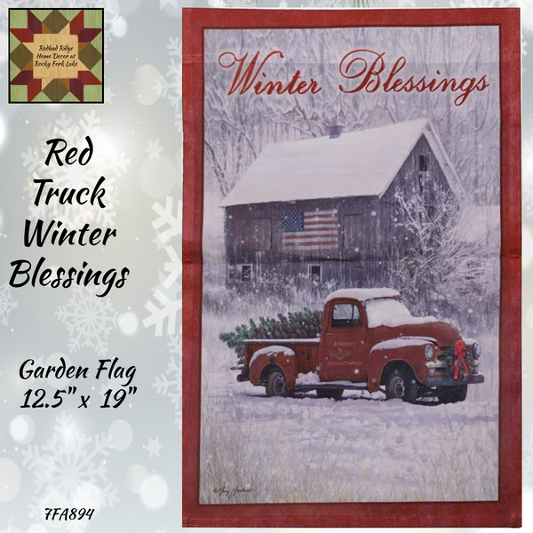 Winter Blessings Red Truck Garden Fl.ag