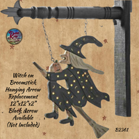 Witch on Broomstick Arrow Replacement Hanging Sign