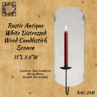 Rustic Antique While Distressed Taper Candlestick Sconce