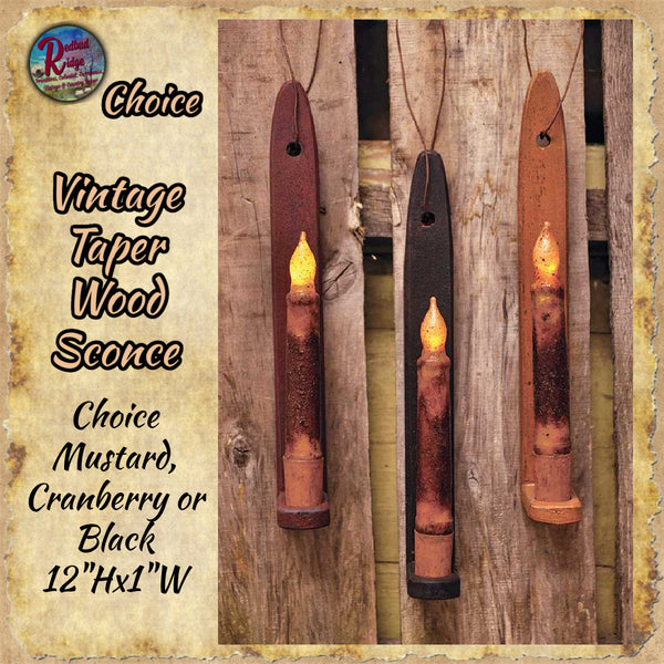 Vintage Distressed Wood Taper Candle Holder Assorted Colors