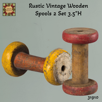 Rustic Authentic Vintage Wooden Spools 2 Set 3.5"H