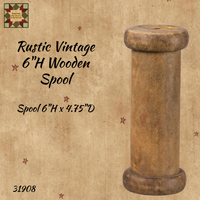 Rustic Vintage Wooden Spool 6"H