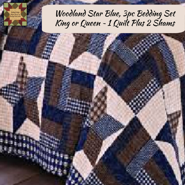 Woodland Star Blue 3 pc Bedding Set