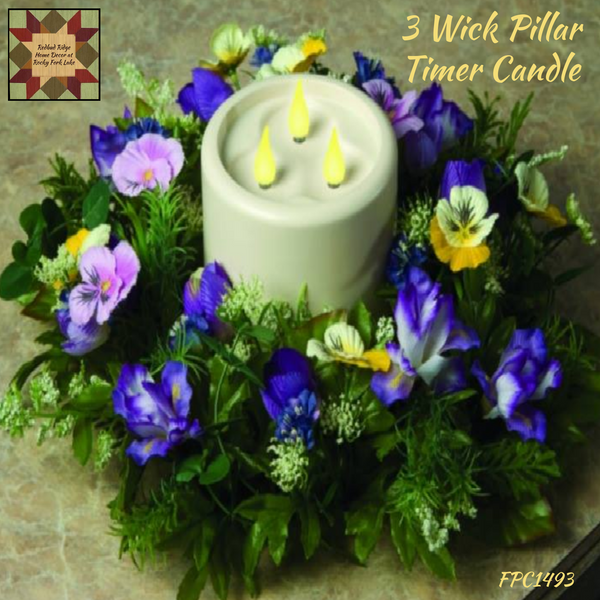 3 Wick Waterproof Pillar Timer Candle