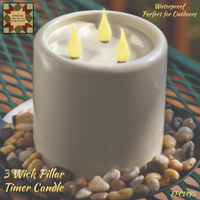 3 Wick Waterproof Pillar Timer Candle
