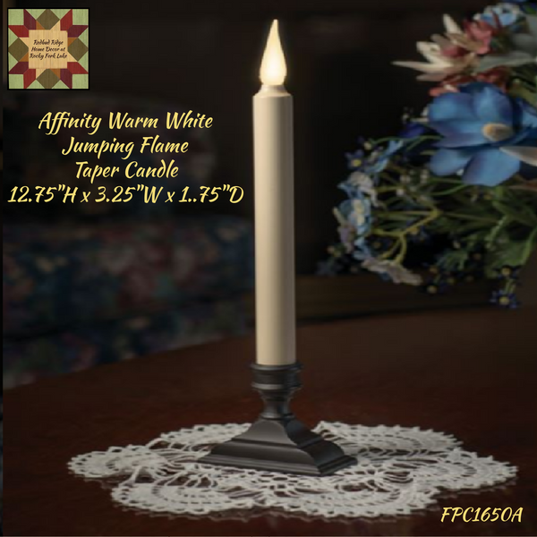 Affinity Warm White Jumping Flame Taper Candle 12"H
