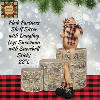 Christmas Snowman Plaid Partners Shelf Sitters w/Dangling Legs