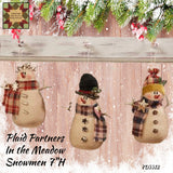 *Christmas Snowmen In The Meadow Scarfs 7"H