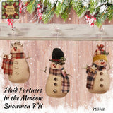 Christmas Snowmen In The Meadow Scarfs 7"H