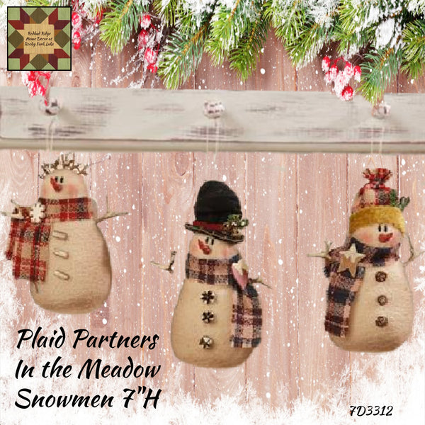 Christmas Snowmen In The Meadow Scarfs 7"H